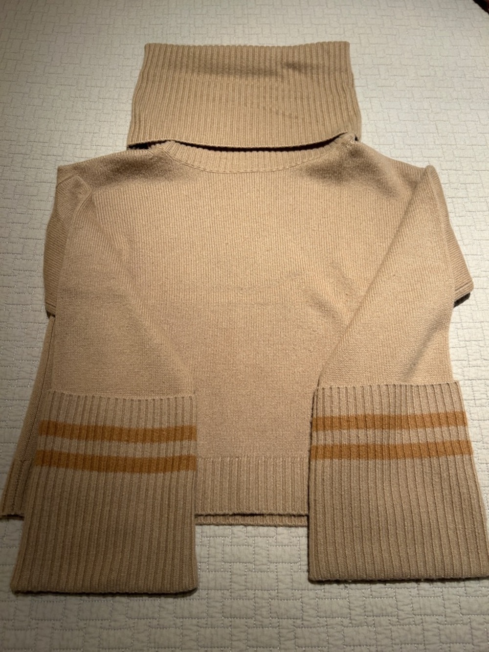 NAADAM Chic Cozy Cropped Ribbed Turtleneck Sweater in Camel.